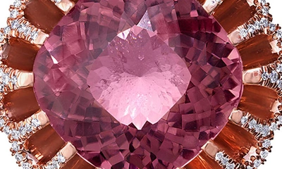 Shop Mindi Mond Floating Pink Tourmaline & Diamond Pendant Necklace In Rose/ Diamond/ Tourmaline