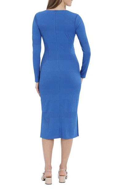 Shop Maggy London Textured Long Sleeve Knit Midi Dress In Princess Blue