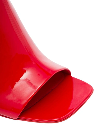 Shop Ferragamo 'open Toe' Red Slide With Slanted, Contoured Heel In Patent Leather Woman