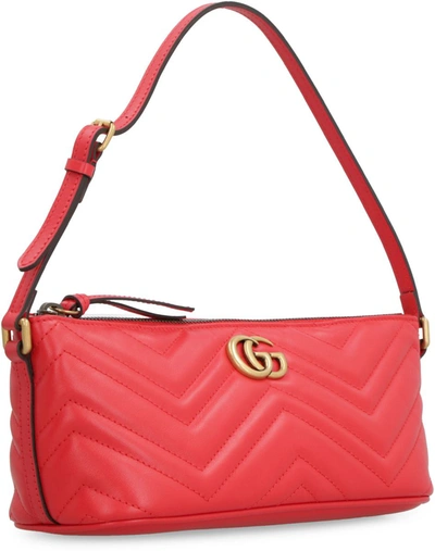 Shop Gucci Gg Marmont Leather Shoulder Bag In Red