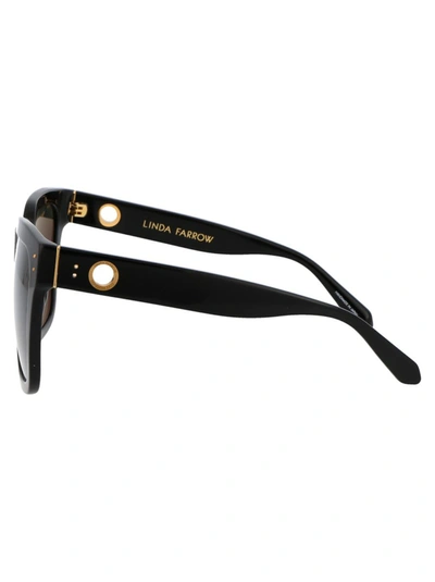 Shop Linda Farrow Sunglasses In Black/yellow Gold/solid Black