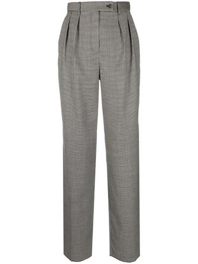 Rochas Trousers Checked Wide Leg In Black