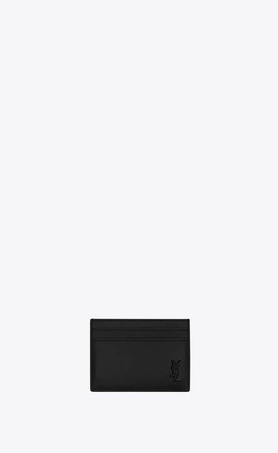 Shop Saint Laurent Logo Plaque Cardholder In Black