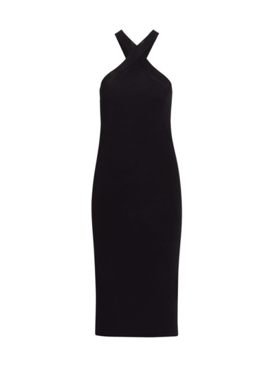 Shop Nili Lotan Women's Modena Halter Midi-dress In Black