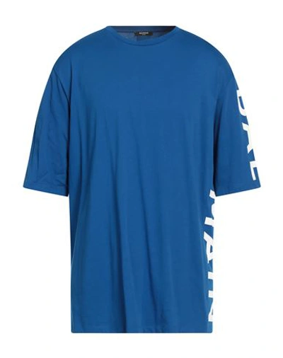 Shop Balmain Man T-shirt Blue Size S Cotton