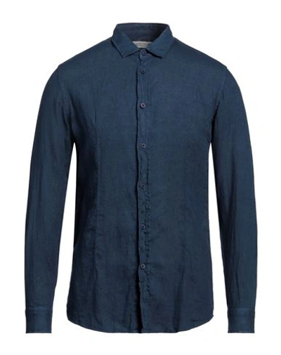 Shop Daniele Alessandrini Homme Man Shirt Blue Size 15 ½ Linen