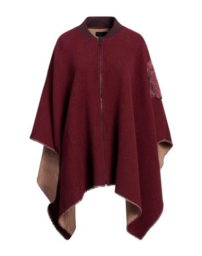 Shop Rag & Bone Woman Cape Burgundy Size Onesize Recycled Wool, Wool In Red