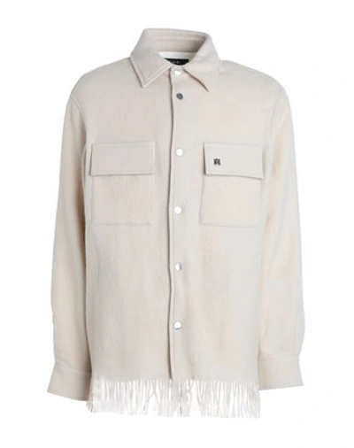Shop Amiri Man Shirt Beige Size S Wool, Leather