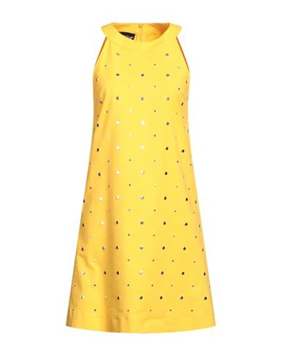 Shop Boutique Moschino Woman Mini Dress Yellow Size 6 Cotton, Elastane