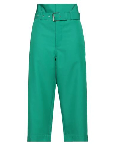 Plan C Woman Pants Green Size 10 Polyester In Green