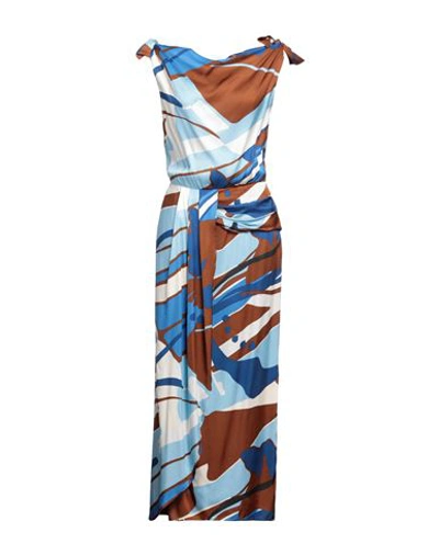 Manila Grace Woman Maxi Dress Azure Size 8 Viscose In Blue