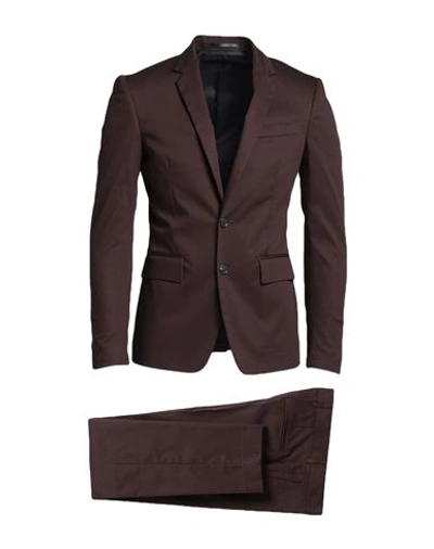 Shop Mauro Grifoni Man Suit Cocoa Size 36 Cotton, Elastane In Brown