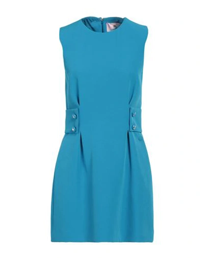Shop Chiara Ferragni Woman Mini Dress Azure Size 8 Polyester, Elastane In Blue