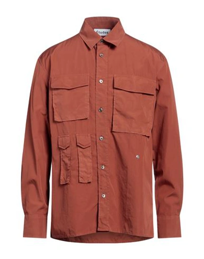 Shop Etudes Studio Études Man Shirt Tan Size 40 Cotton In Brown