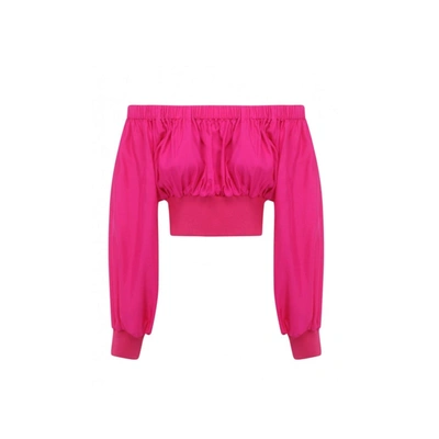 Shop Alexander Mcqueen Cropped Silk Top In Pink