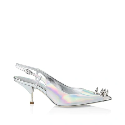 Shop Alexander Mcqueen Punkstud Leather Pumps In Silver