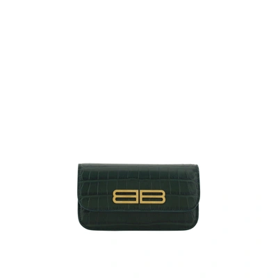 Shop Balenciaga Gossip Chain Clutch Bag In Green