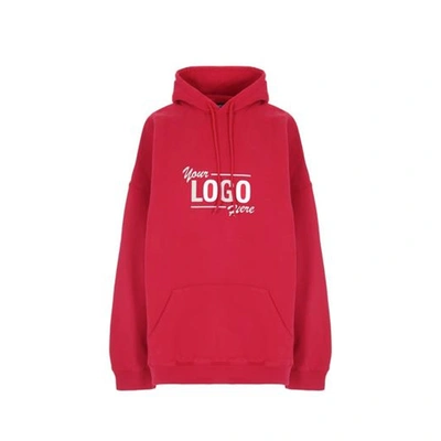 Shop Balenciaga Logo Hooded Sweatshirt In Red