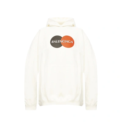 Shop Balenciaga Logo Hooded Sweatshirt In White
