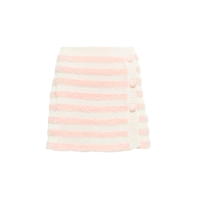 Shop Balmain Wool Mini Skirt In Pink