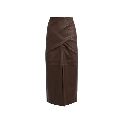 Shop Brunello Cucinelli Leather Skirt In Red