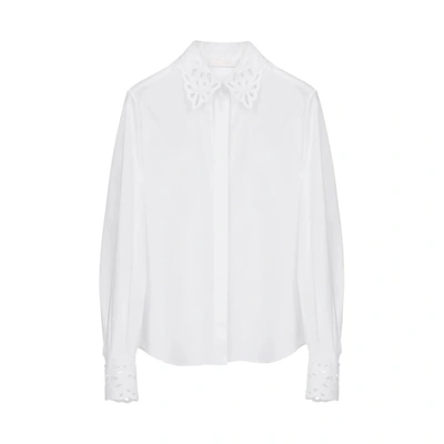 Shop Chloé Cotton Embroidered Shirt In White