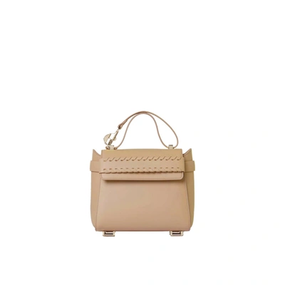 Shop Chloé Nacha Small Leather Bag In Beige