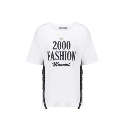 Shop Dolce & Gabbana Lacing Detailed T-shirt In White