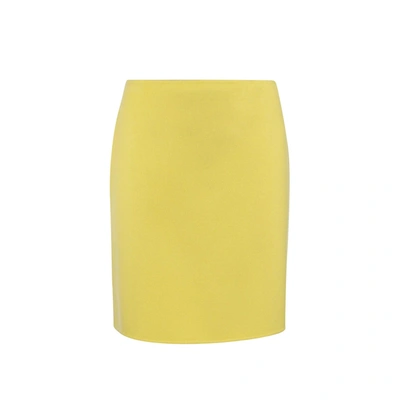 Shop Max Mara Essen Wool Skirt In Yellow