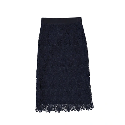 Shop Max Mara Marzo Lace Skirt In Blue