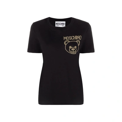 Shop Moschino Couture Cotton Logo T-shirt In Black