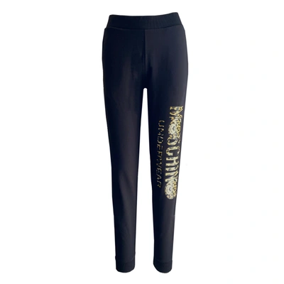 Shop Moschino Underwear Leopard Logo Track Pants In Black