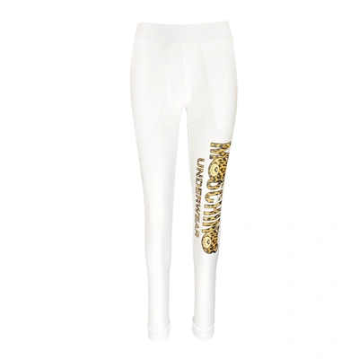 Shop Moschino Underwear Leopard Logo Track Pants In White