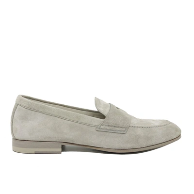 Shop Santoni Suede Loafers In Gray