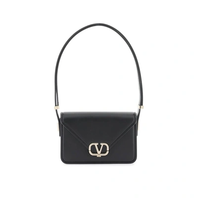 Shop Valentino Letter Shoulder Bag In Black