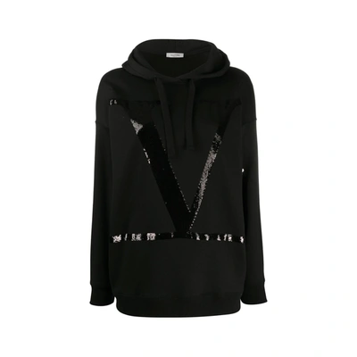 Shop Valentino V Logo Print Sweatshirt In Black