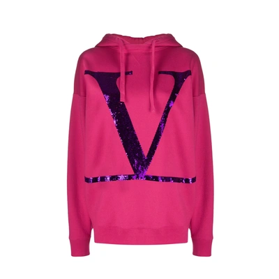 Shop Valentino V Logo Print Sweatshirt In Pink