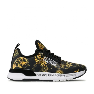 Shop Versace Jeans Couture Printed Sneakers In Black