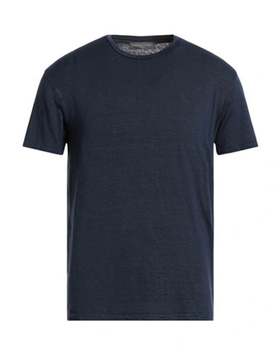 Shop Daniele Fiesoli Man T-shirt Navy Blue Size Xl Linen, Elastane