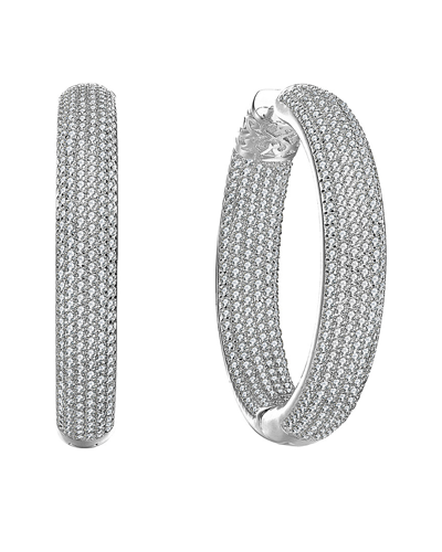 Genevive Sterling Silver White Or 14k Yellow Gold Plated With Cubic Zirconia 10-row French Pave Inside Out La