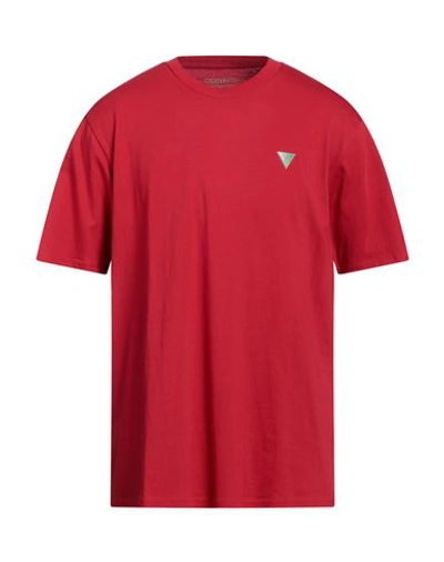 Shop Guess Man T-shirt Red Size L Organic Cotton