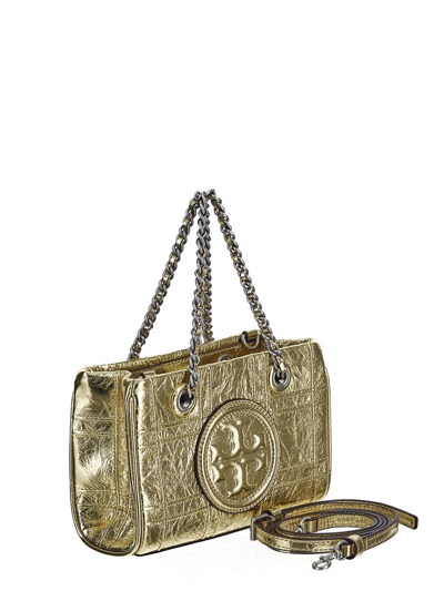 Shop Tory Burch Flemig Soft Handbag In Metallic