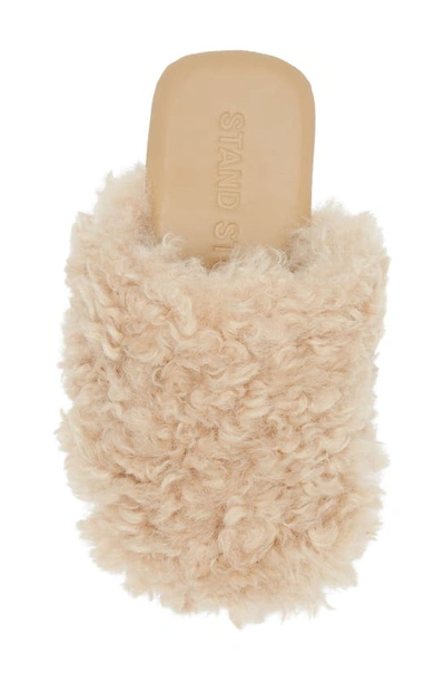Shop Stand Studio Polly Faux Fur Slipper & Travel Pouch Set In Natural Beige