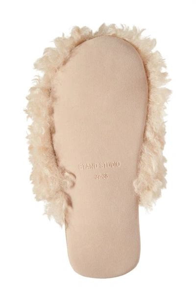 Shop Stand Studio Polly Faux Fur Slipper & Travel Pouch Set In Natural Beige