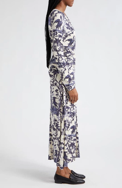 Shop Cara Cara Maisy Landscape Print Long Sleeve Knit Dress In Heron Navy