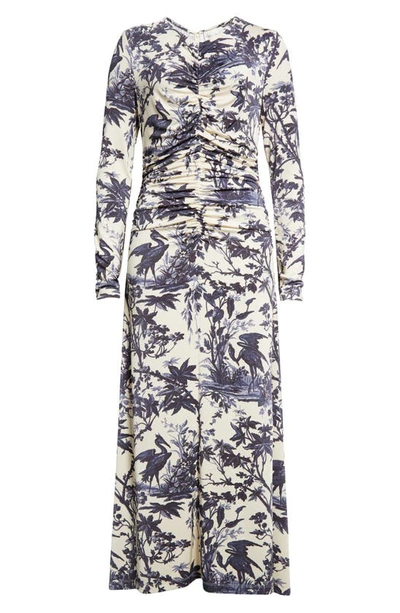 Shop Cara Cara Maisy Landscape Print Long Sleeve Knit Dress In Heron Navy