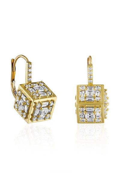 Shop Mindi Mond Clarity 3d Diamond Drop Earrings In Yellow Gold/ Diamond