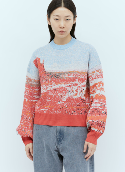 Shop Canada Goose X Rokh Women Landscape Knit Sweater In Blue