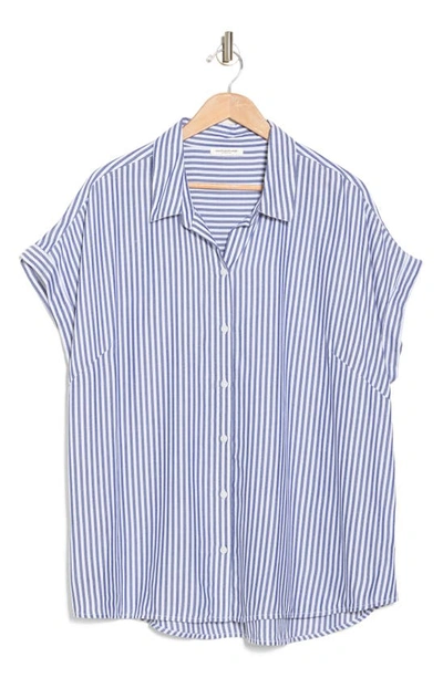 Shop Beachlunchlounge Spencer Camp Shirt In Blue Ice