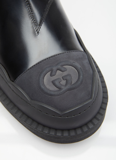Shop Gucci Women Interlocking G Leather Boots In Black